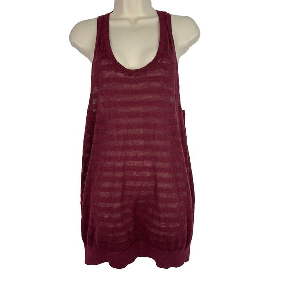 Moda International Sweater Top Y2K Sleeveless Sz L Maroon Cashmere Blend Retro - Picture 1 of 9